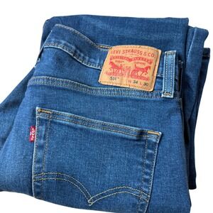 Levis 514 Straight Fit Jeans Mens W34 L30 Medium Wash Blue Denim 00514-1302